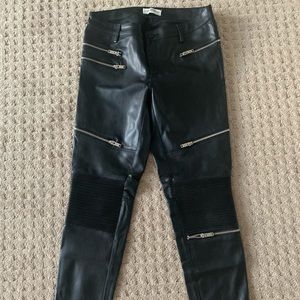 Zara Vegan Leather zip moto pants